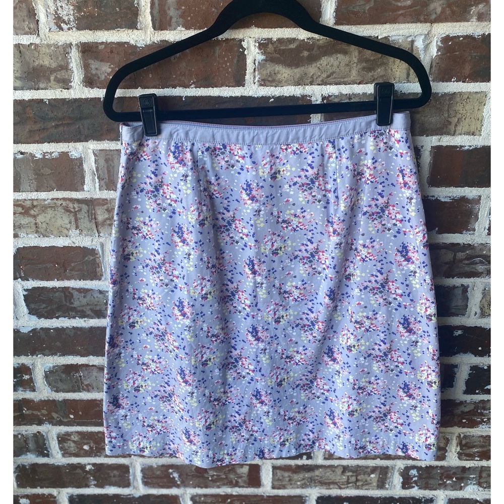 Boden Floral Cotton A-Line Skirt Light Lavender Floral Size 10